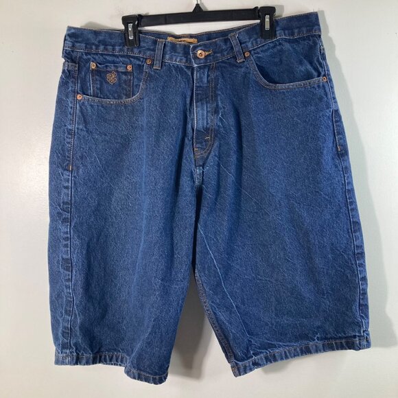 Mens Vintage Rocawear Denim Y2K Wide Leg Shorts Streetwear Blue 40 Cotton